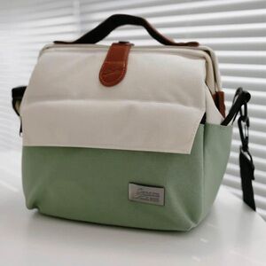 Two-Tone Canvas Bag with Leather Accents